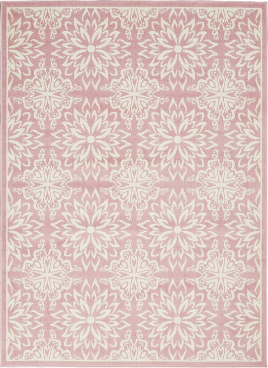 Nourison Jubilant Jub06 Ivory / Pink Damask Area Rug