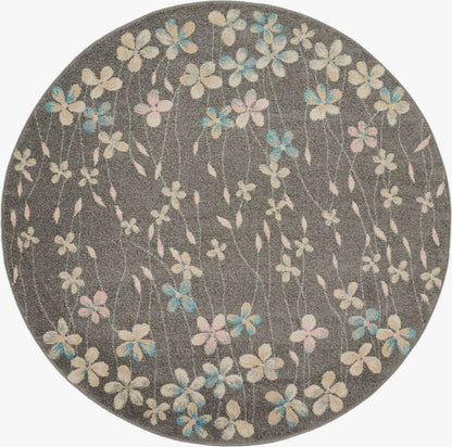 Nourison Tranquil Tra04 Grey / Beige Floral / Country Area Rug