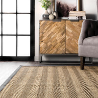 Nuloom Larnaca Seagrass Herringbone Nla2030C Dark Gray Area Rug