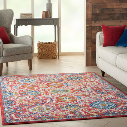 Nourison Passion Psn32 Red Multi Colored Area Rug