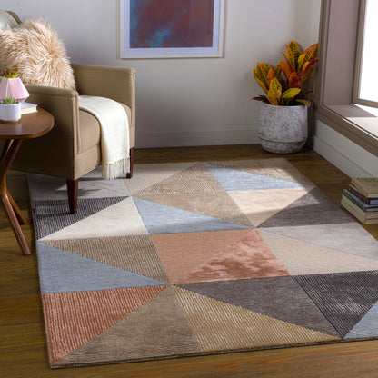 Surya Glasgow Gls-2308 Rose, Denim, Charcoal, Taupe Area Rug