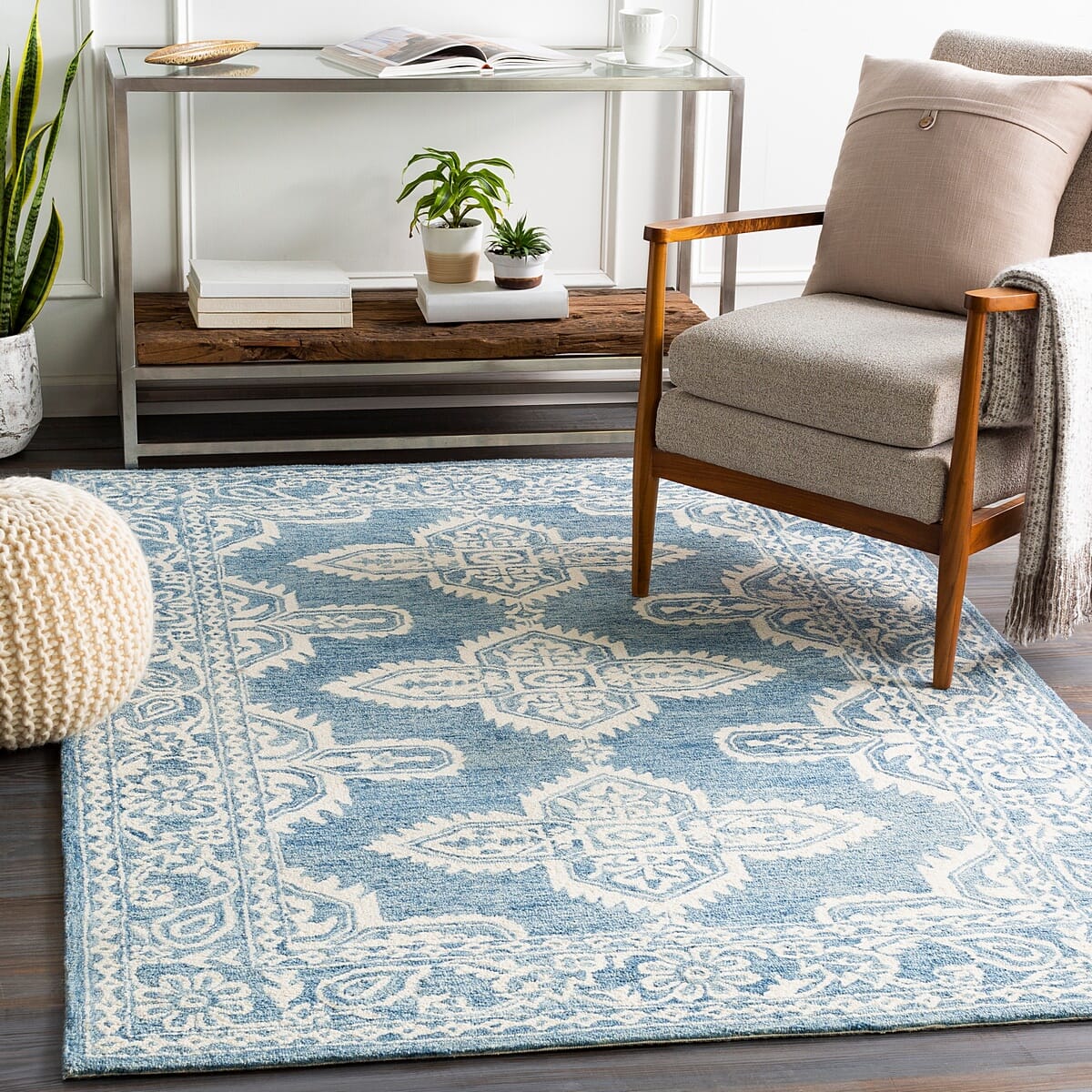 Surya Granada Gnd-2300 Aqua, Dark Blue, Cream Area Rug