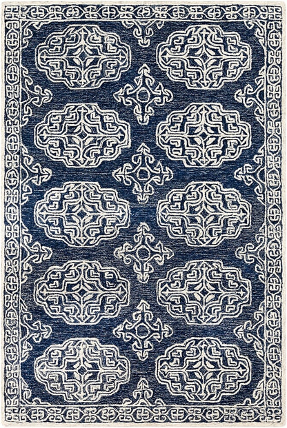 Surya Granada Gnd-2308 Navy, Ink, Cream, Light Gray Damask Area Rug