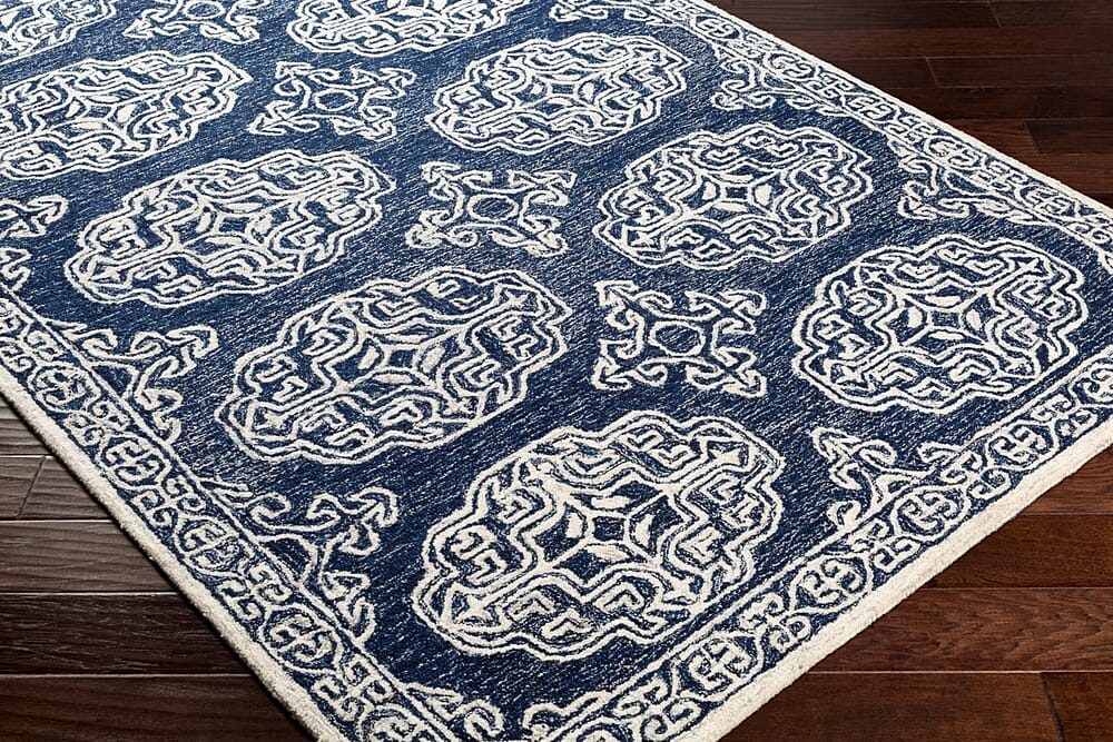 Surya Granada Gnd-2308 Navy, Ink, Cream, Light Gray Damask Area Rug