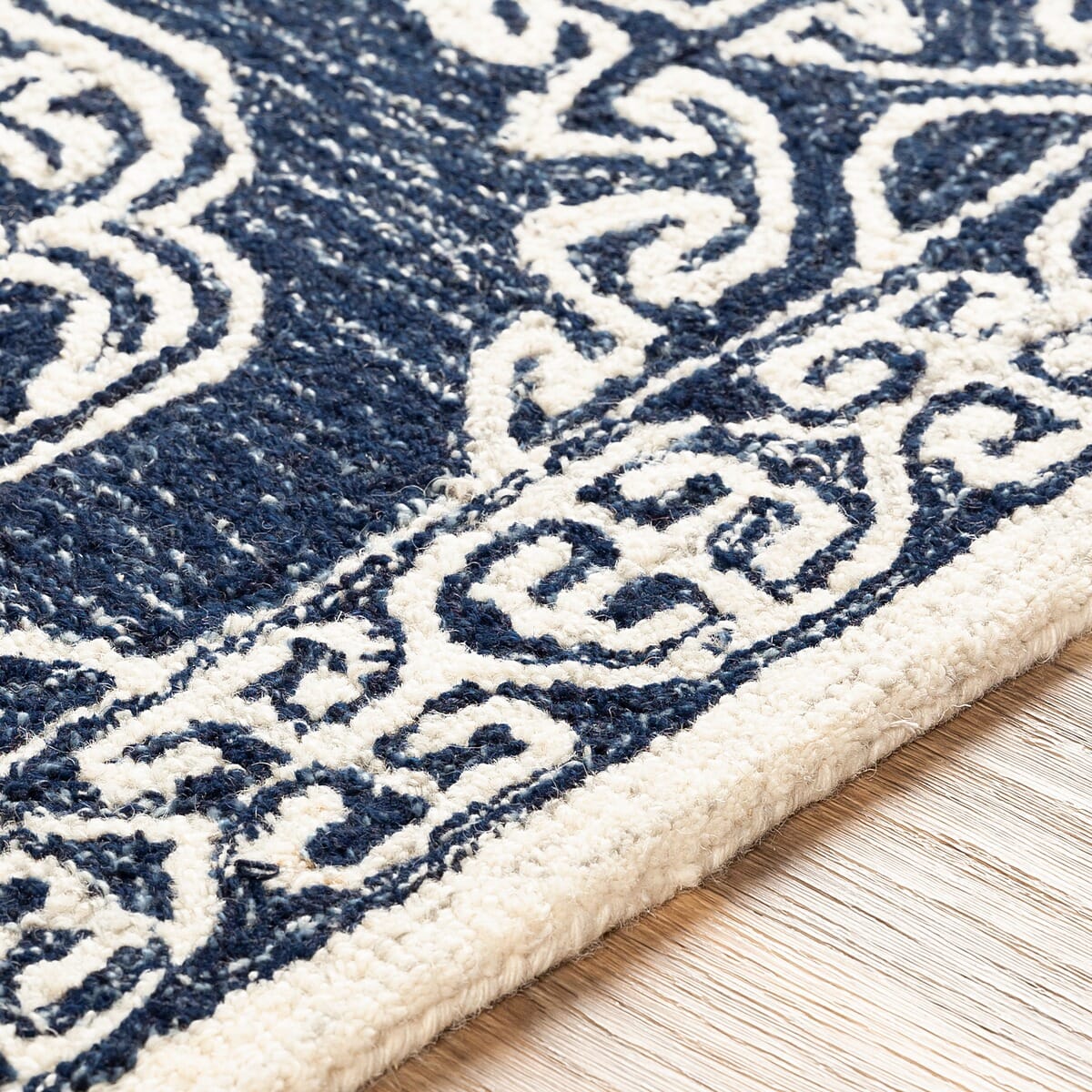 Surya Granada Gnd-2308 Navy, Ink, Cream, Light Gray Damask Area Rug