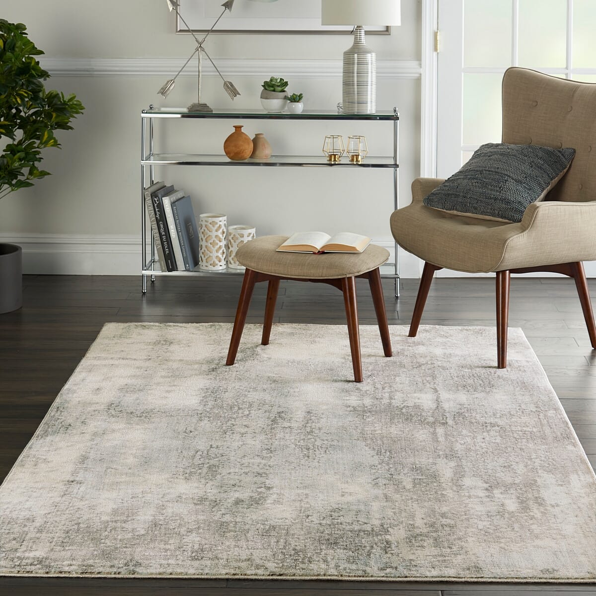 Nourison Etchings Etc02 Grey / Light Blue Organic / Abstract Area Rug
