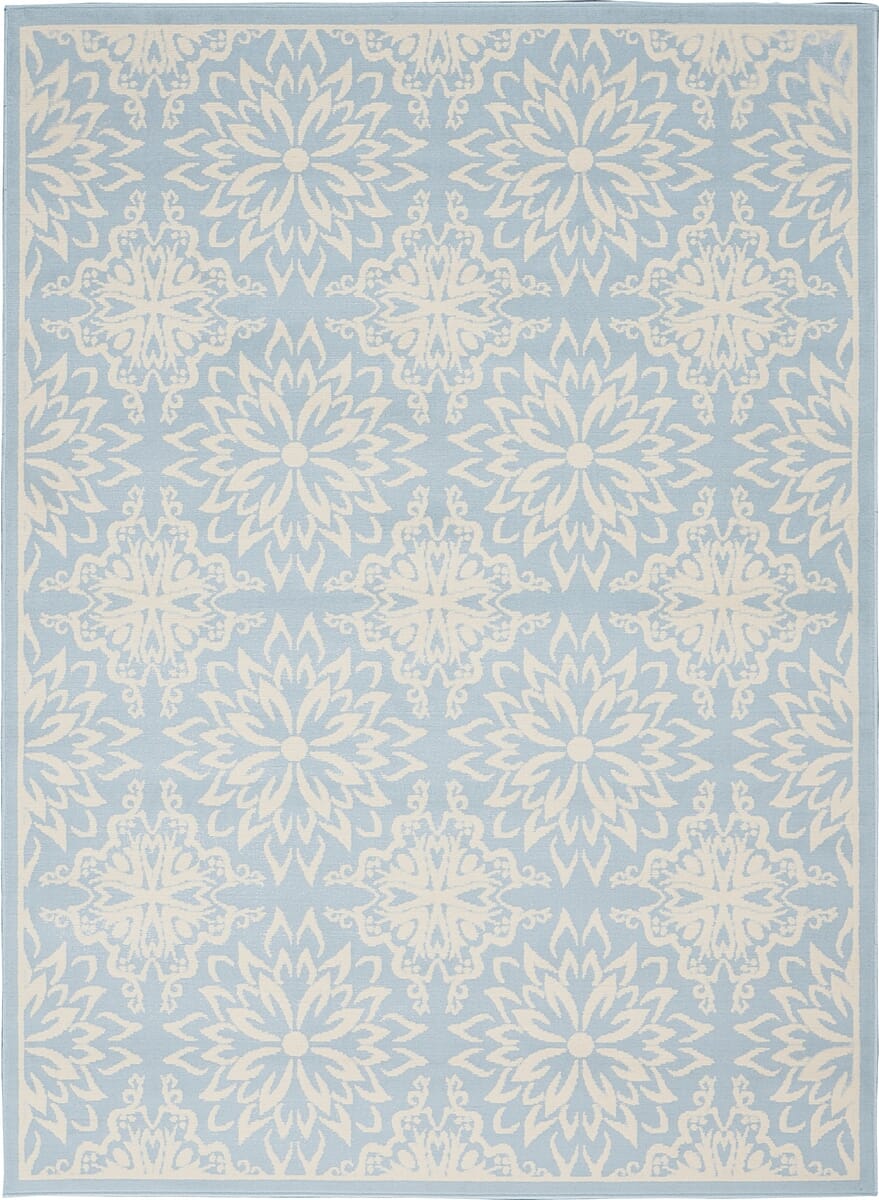 Nourison Jubilant Jub06 Ivory / Light Blue Damask Area Rug