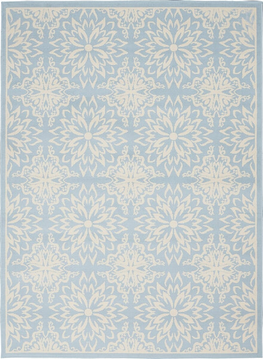 Nourison Jubilant Jub06 Ivory / Light Blue Damask Area Rug