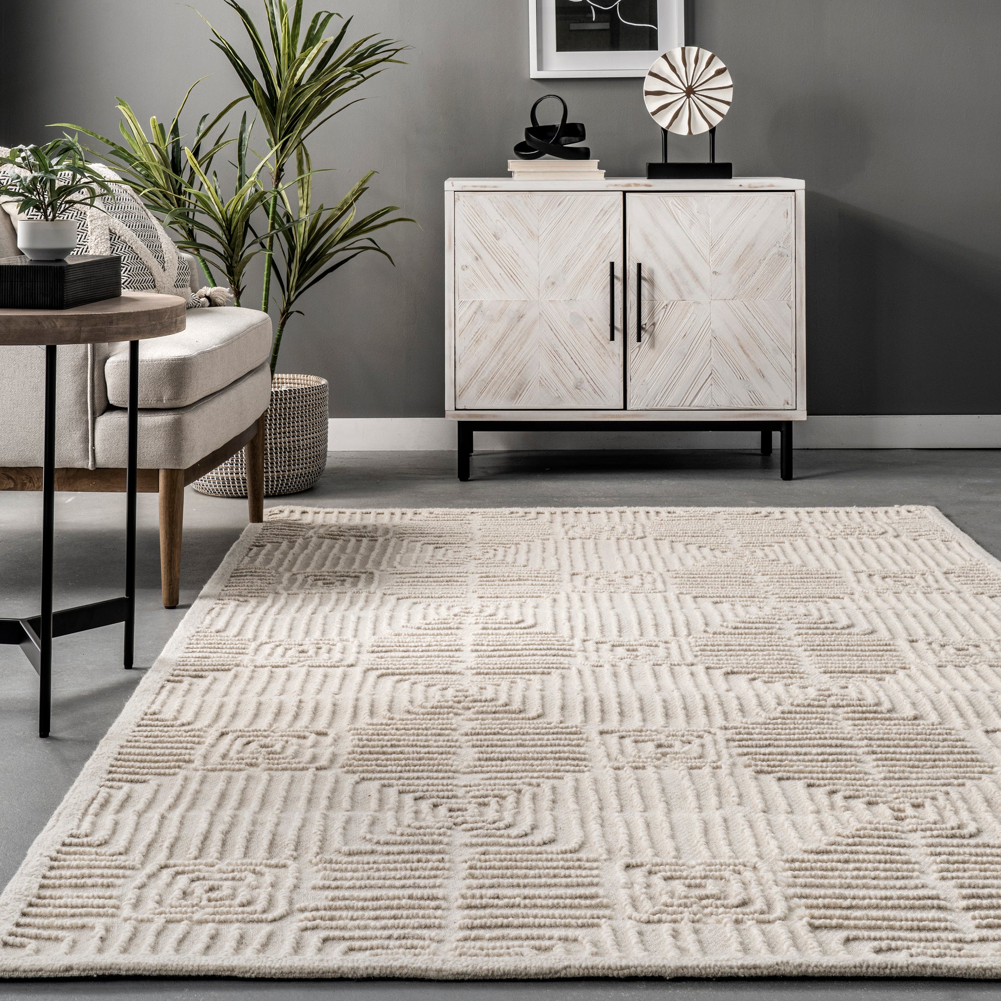 Nuloom Joanna Tiled Textured Njo3302A Ivory Area Rug