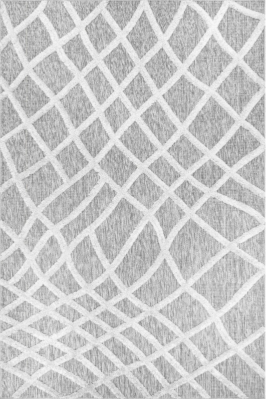 Nuloom Carly Raised Fishnet Trellis Nca1390A Gray Area Rug