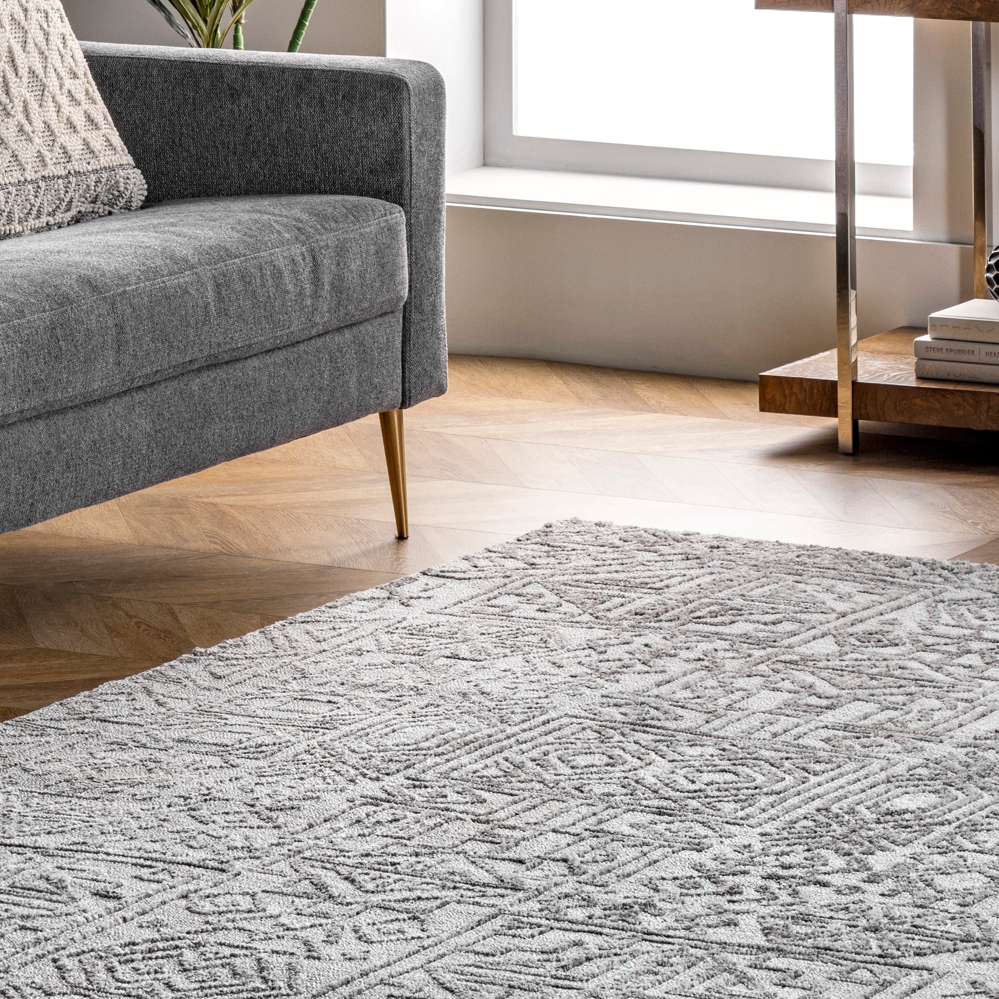 Nuloom Kaitlyn Tribal Motif Nka2079A Gray Area Rug