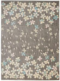 Nourison Tranquil Tra04 Grey / Beige Floral / Country Area Rug