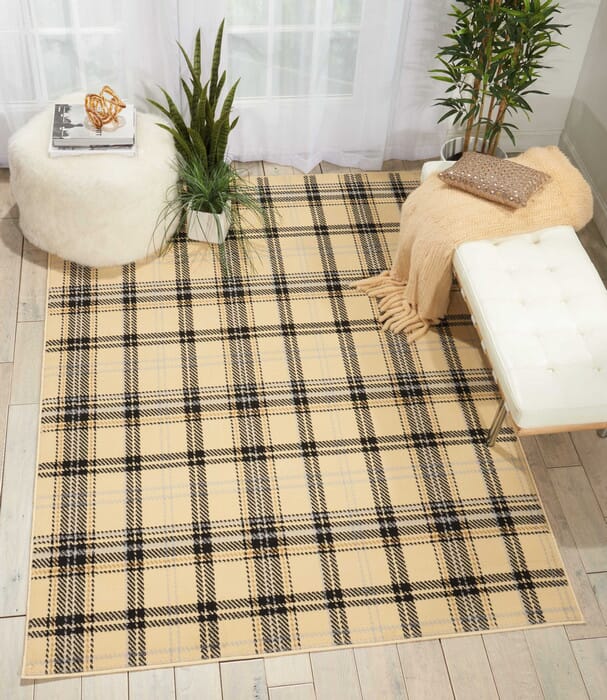 Nourison Grafix Grf03 Cream Black Geometric Area Rug