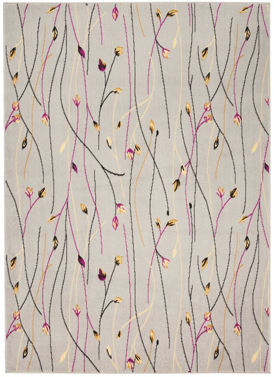 Nourison Grafix Grf15 Grey Floral / Country Area Rug