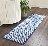 Nourison Grafix Grf18 White Blue Geometric Area Rug