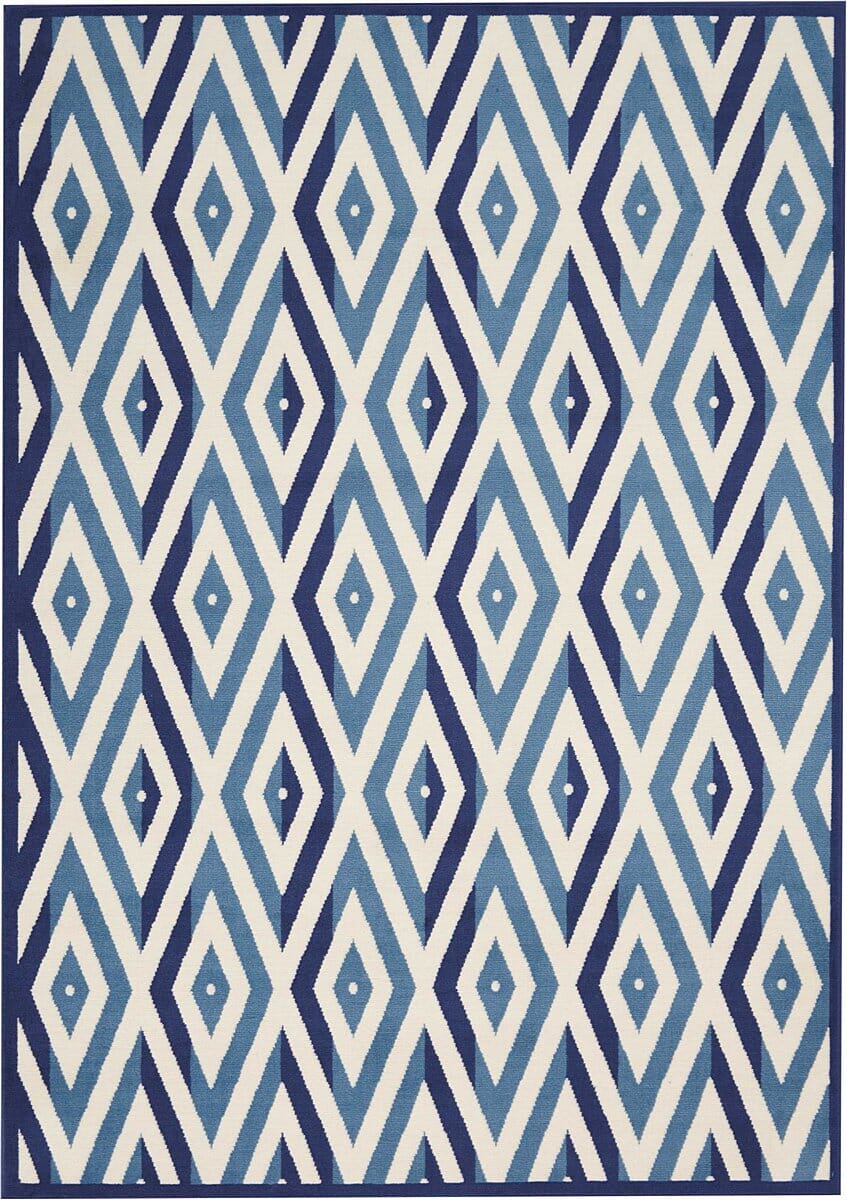 Nourison Grafix Grf18 White Blue Geometric Area Rug