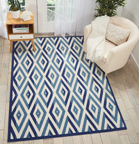 Nourison Grafix Grf18 White Blue Geometric Area Rug