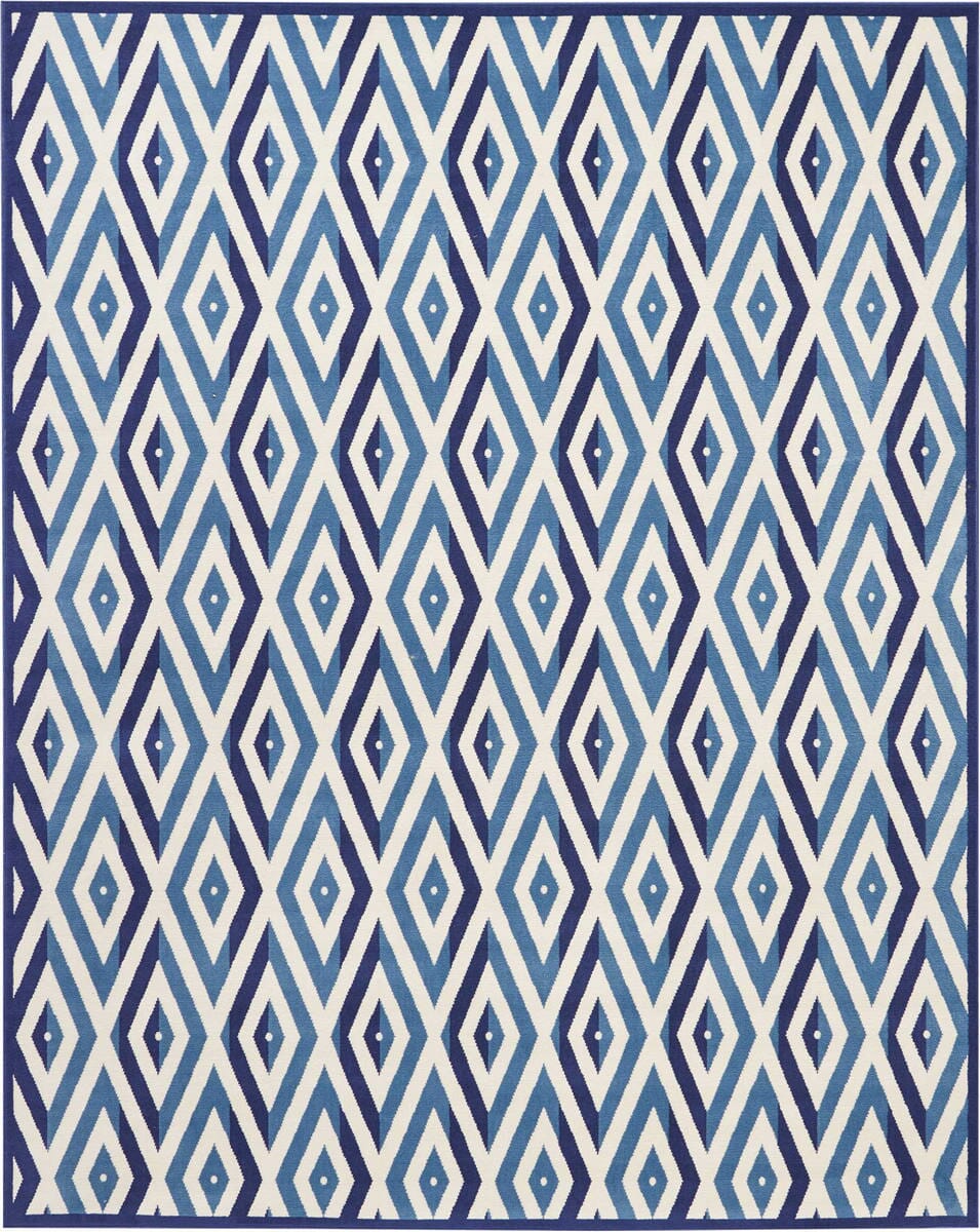 Nourison Grafix Grf18 White Blue Geometric Area Rug