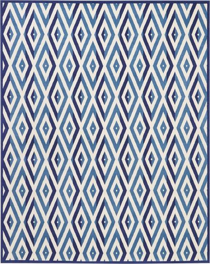 Nourison Grafix Grf18 White Blue Geometric Area Rug