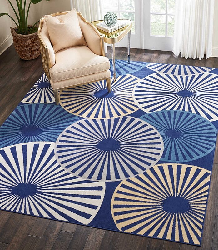 Nourison Grafix Grf20 Navy Geometric Area Rug