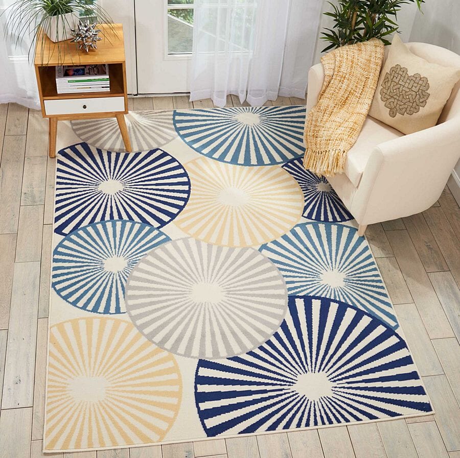 Nourison Grafix Grf20 White Geometric Area Rug