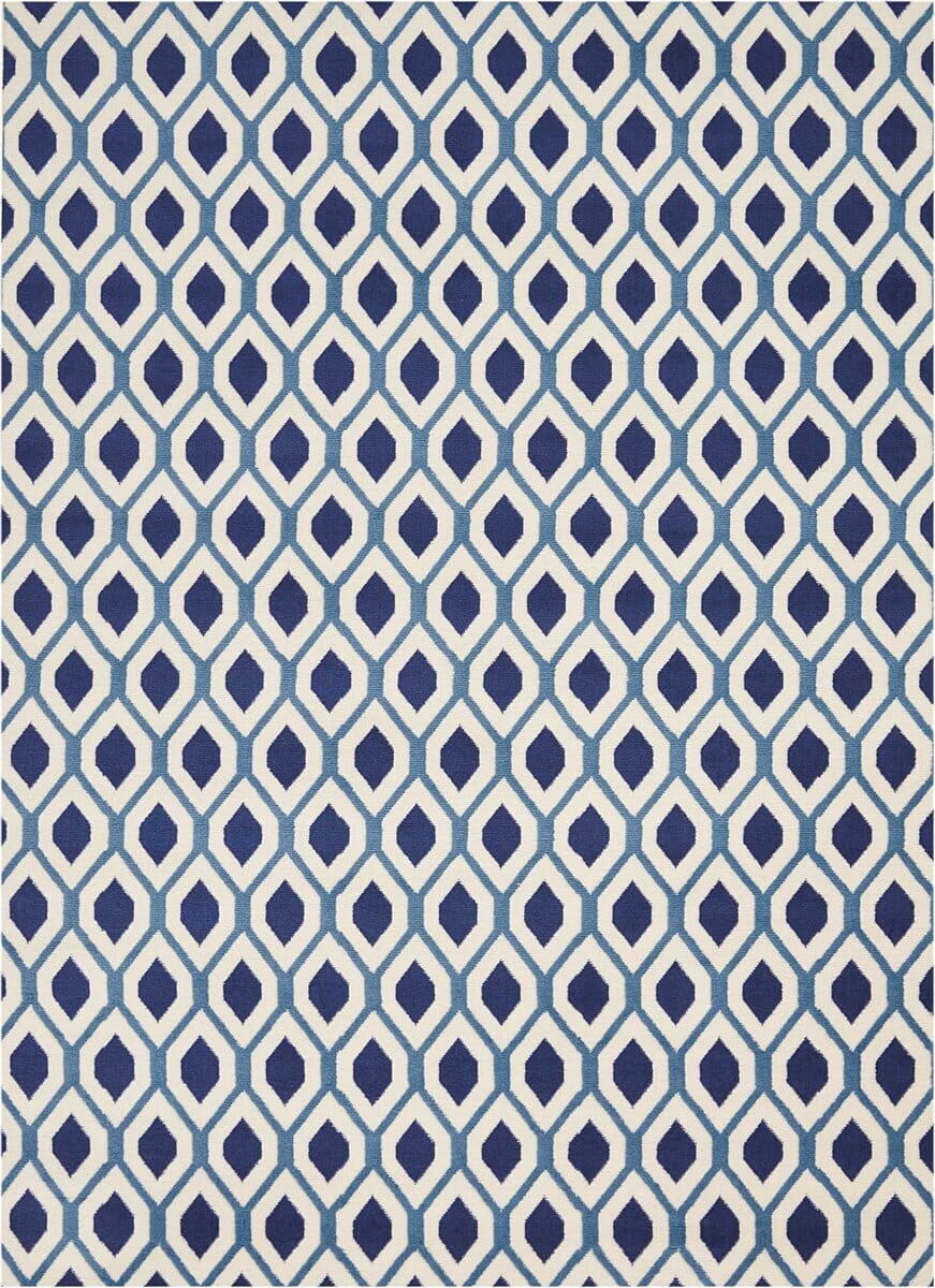 Nourison Grafix Grf22 White / Navy Geometric Area Rug