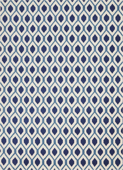 Nourison Grafix Grf22 White / Navy Geometric Area Rug