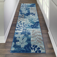 Nourison Tranquil Tra01 Navy / Light Blue Floral / Country Area Rug