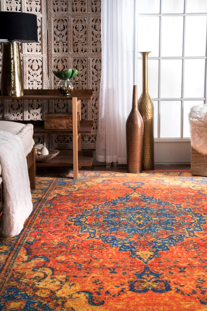 Nuloom Vibrant Herati Nvi2511A Orange Area Rug