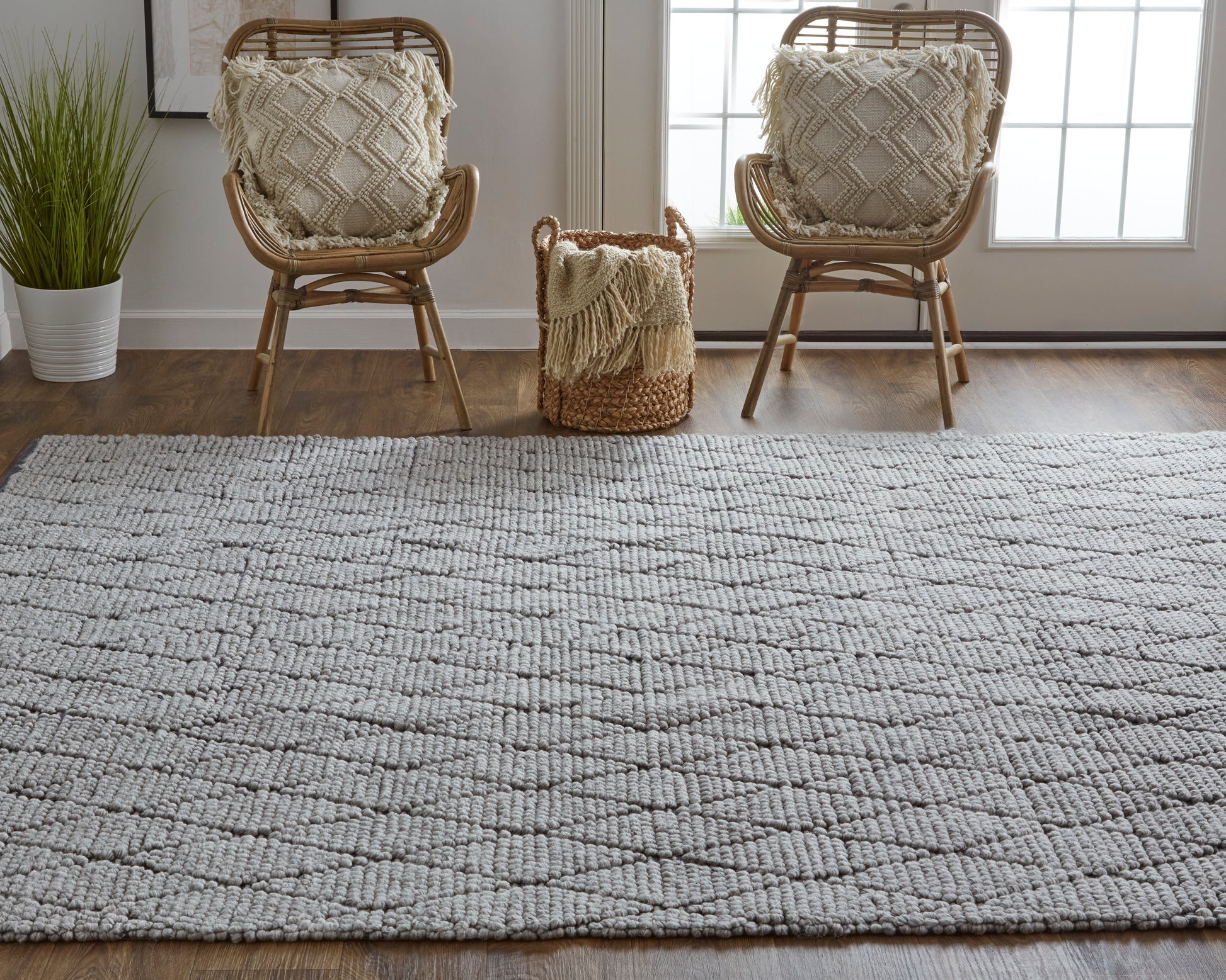 Feizy Thayer 8648F Gray/Navy Area Rug