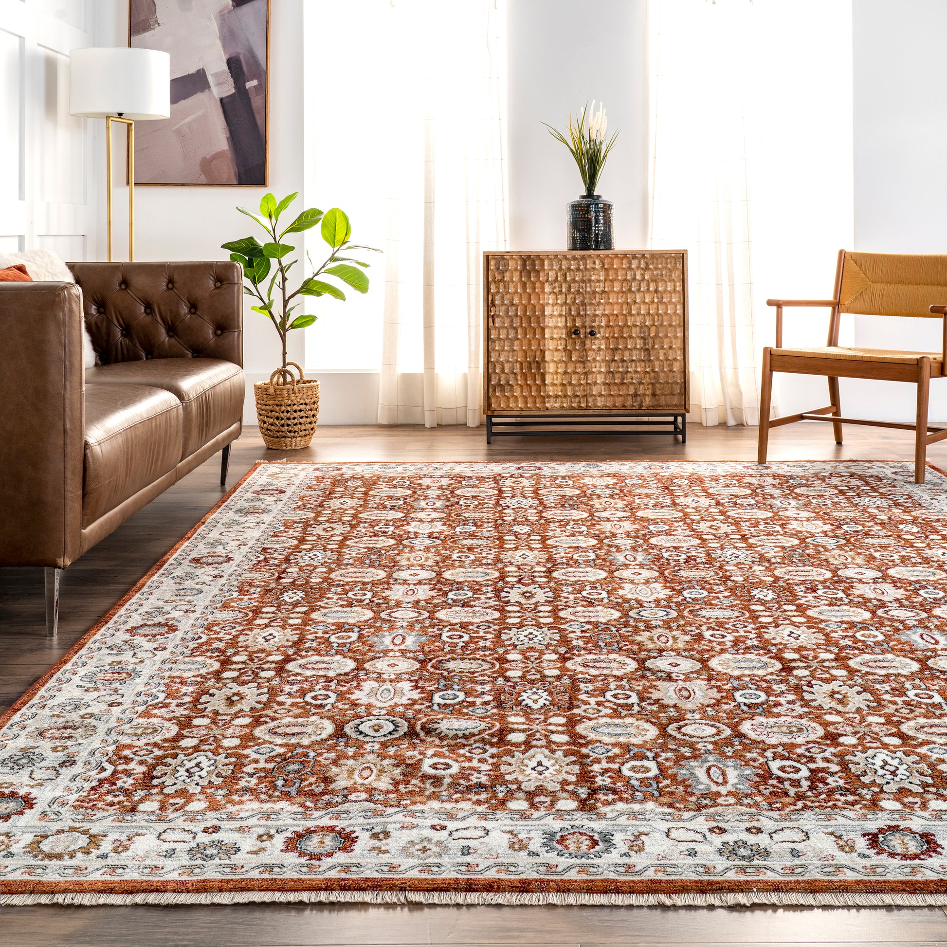 Nuloom Riley Bordered Area Nri1533A Rust Area Rug