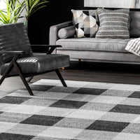 Nuloom Aisha Buffalo Plaid Nai1516A Gray Area Rug