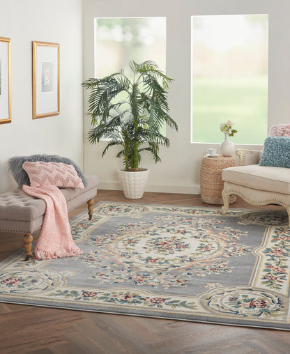 Nourison Aubusson Abs1 Grey Area Rug