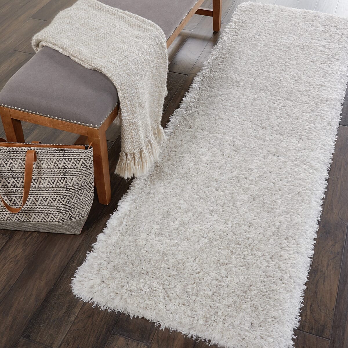 Nourison Luxe Shag Lxs01 Grey Shag Area Rug