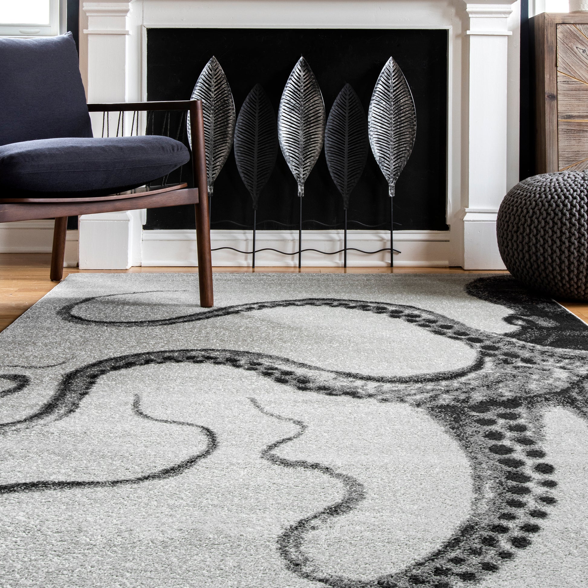 Nuloom Adrienne Octopus Nad1752A Gray Area Rug