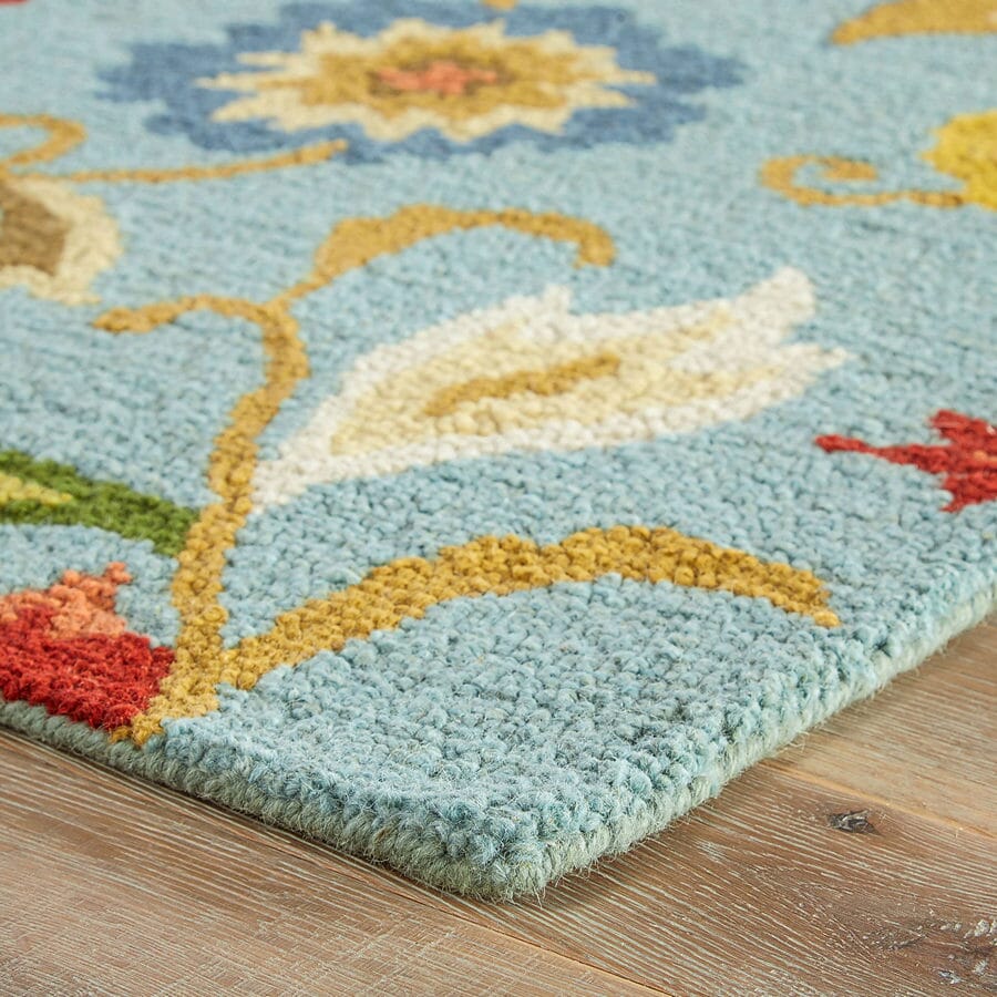 Jaipur Hacienda Zamora Hac09 Light Turquoise / Light Turquoise Floral / Country Area Rug