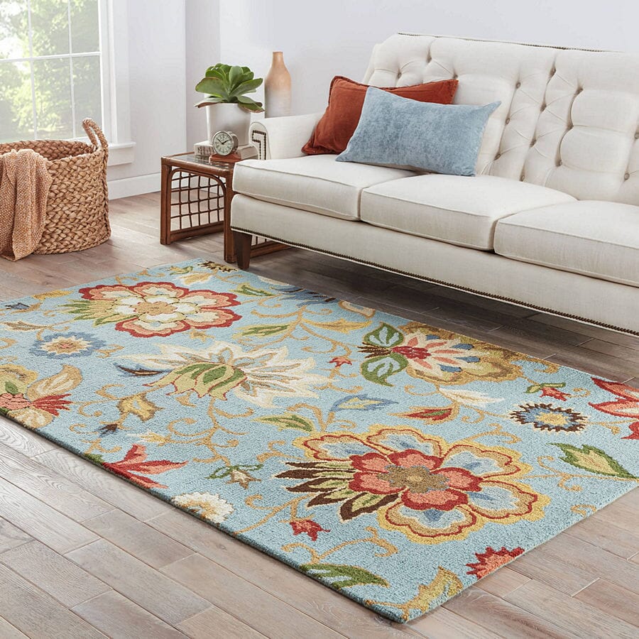 Jaipur Hacienda Zamora Hac09 Light Turquoise / Light Turquoise Floral / Country Area Rug