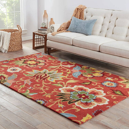 Jaipur Hacienda Zamora Hac11 Velvet Red / Velvet Red Floral / Country Area Rug