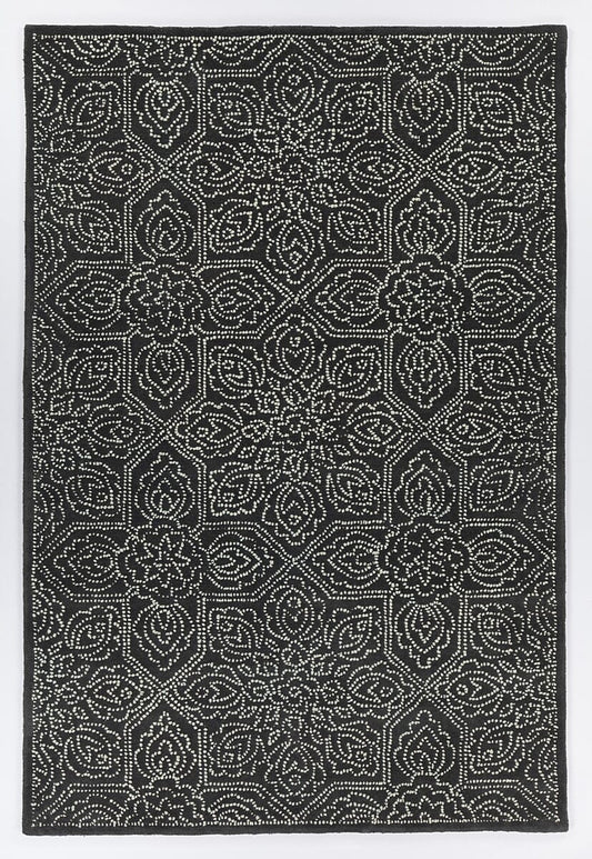 Chandra Hailee Hai-49600 Black / White Damask Area Rug