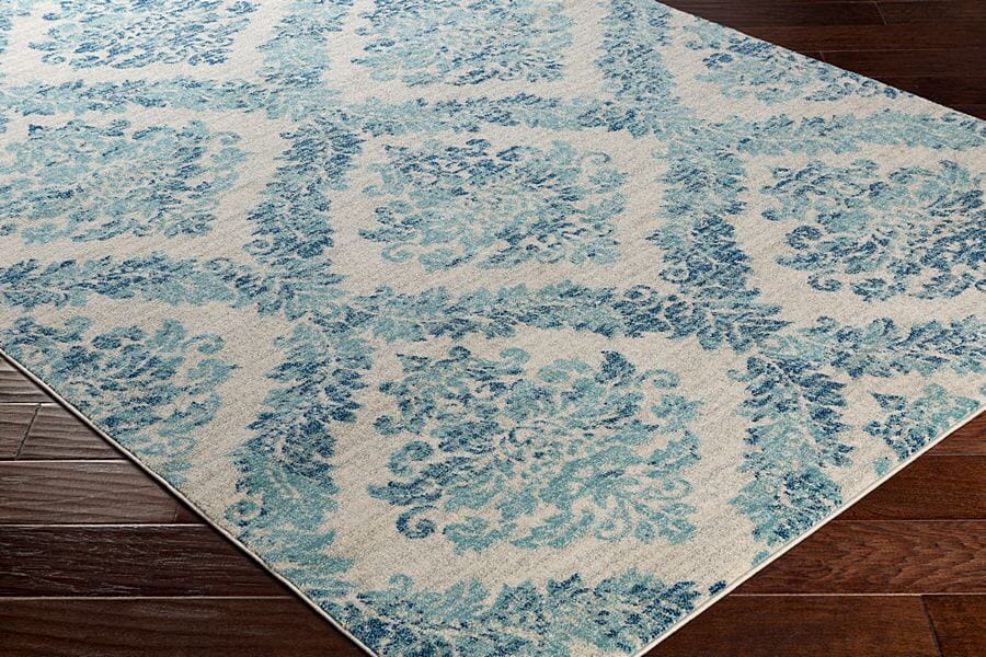 Surya Harput Hap-1055 Dark Blue, White, Light Gray, Teal Rugs.