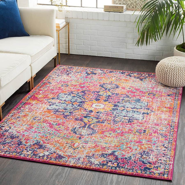 Surya Harput Hap-1062 White, Saffron, Teal, Burnt Orange Rugs.