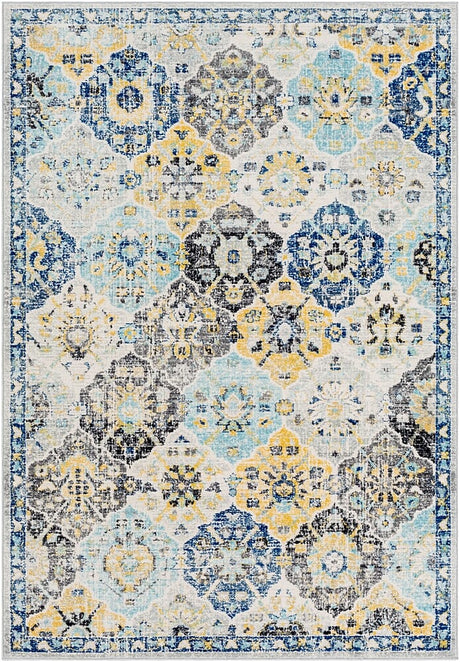 Surya Harput Hap-1072 Dark Blue, Saffron, Teal, Beige Rugs.