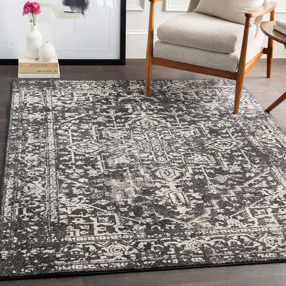 Surya Harput Hap-1087 Black, Charcoal, Light Gray, White Vintage / Distressed Area Rug