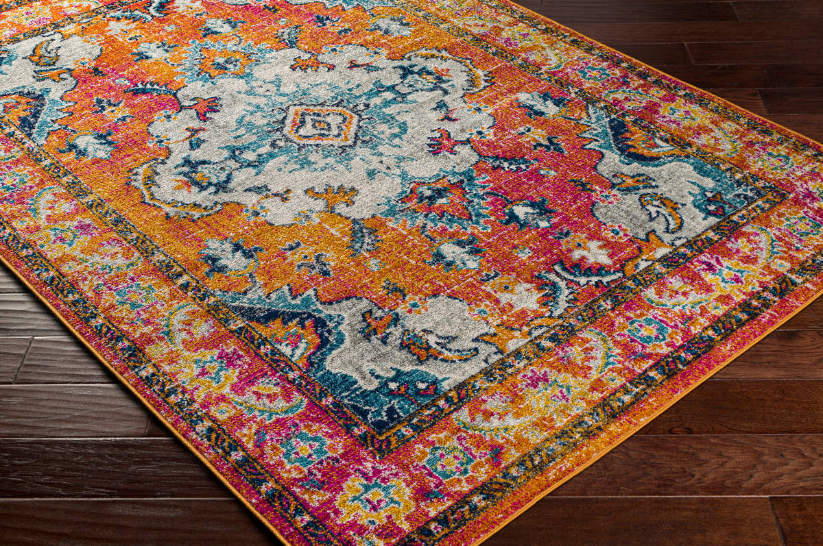 Surya Harput Hap-1118 Dark Blue, Sky Blue, Bright Orange, Bright Pink Rugs.
