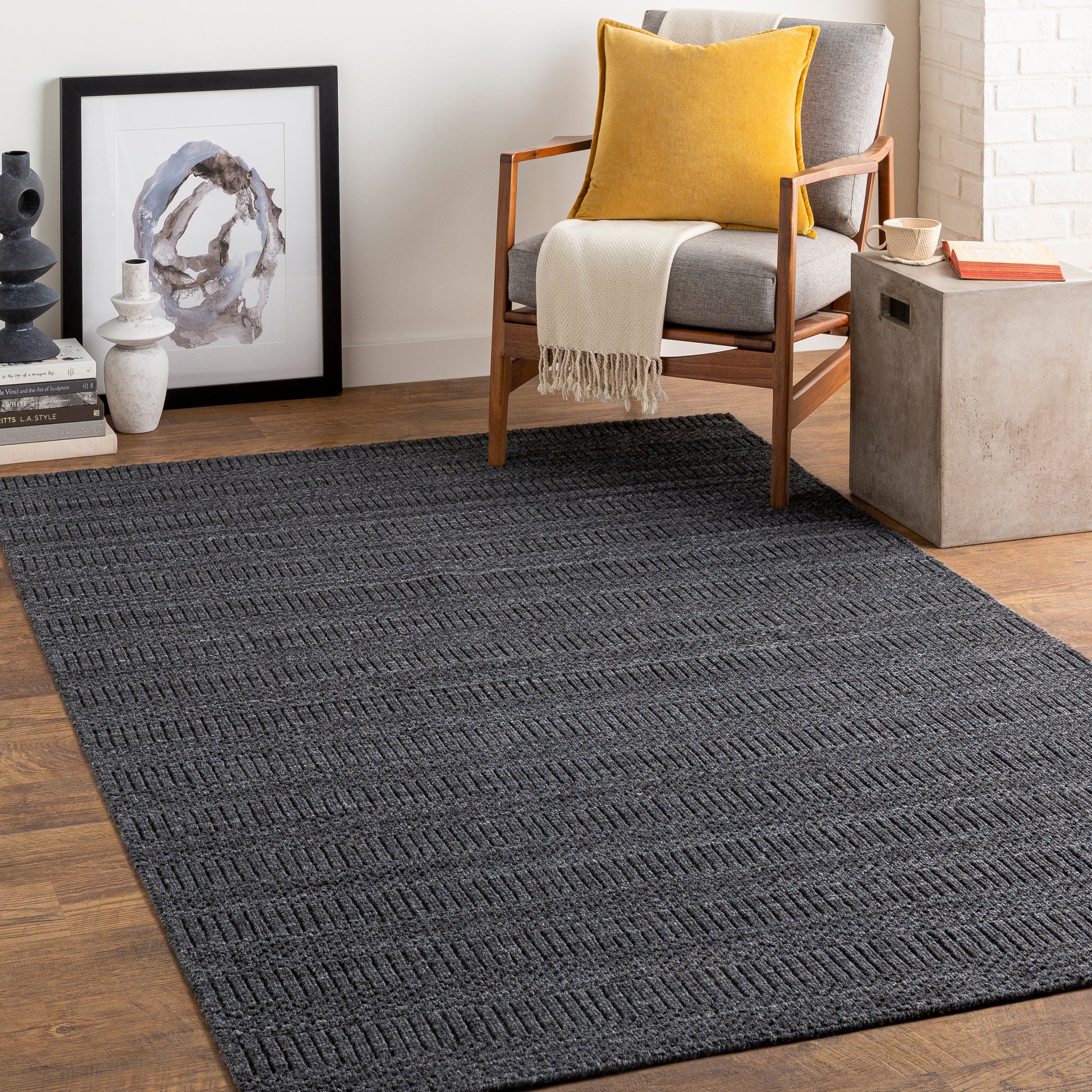 Surya Hickory Hck-2300 Charcoal, Black Area Rug