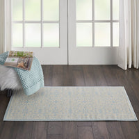 Nourison Jubilant Jub06 Ivory / Light Blue Damask Area Rug