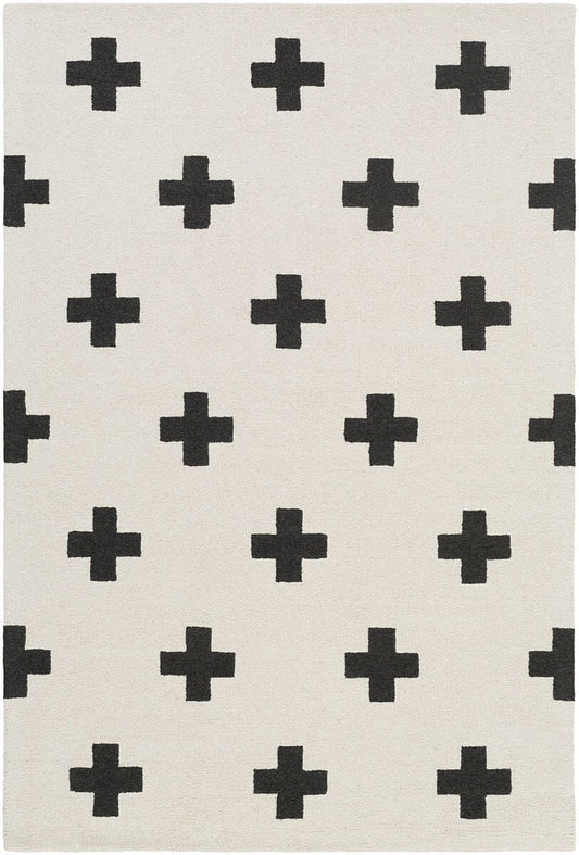 AreaRugs.com Chiyah Phi4756 Ivory / Onyx Black Damask Area Rug