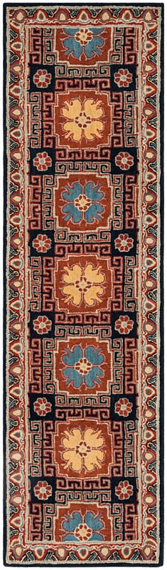 Safavieh Heritage Hg742N Navy / Orange Rugs.