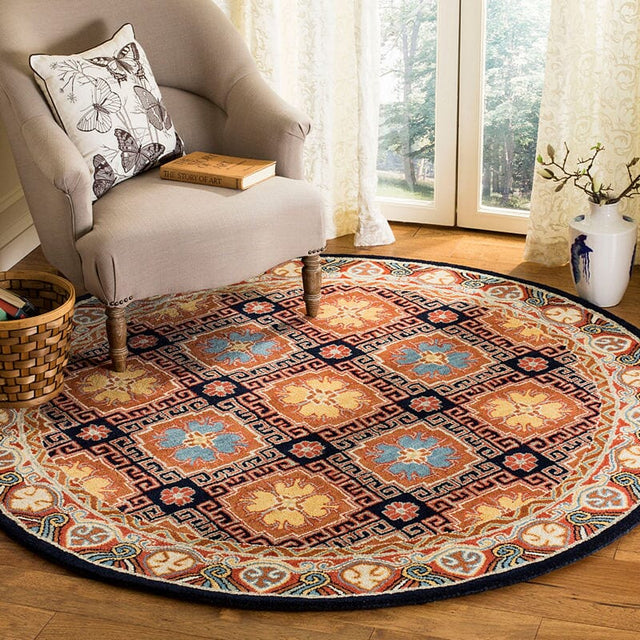 Safavieh Heritage Hg742N Navy / Orange Rugs.