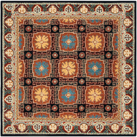 Safavieh Heritage Hg742N Navy / Orange Rugs.